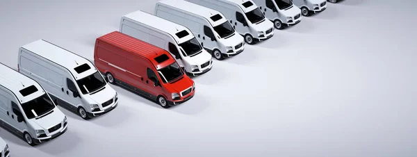 Red Commercial Van Fleet White Trucks Transport Shipping Industry Illustration — Stock Photo, Image