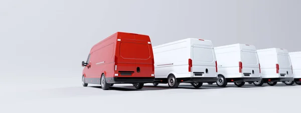 Red Commercial Van Fleet White Trucks Transport Shipping Industry Illustration — Stock Photo, Image