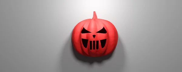 Red Halloween Pumpkin Jack Lantern Scary Carved Face — Stock Photo, Image