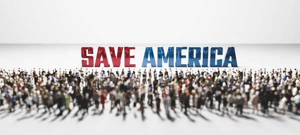 America Slogan Devant Grand Groupe Personnes Encouragement Politique Illustration Conceptuelle — Photo