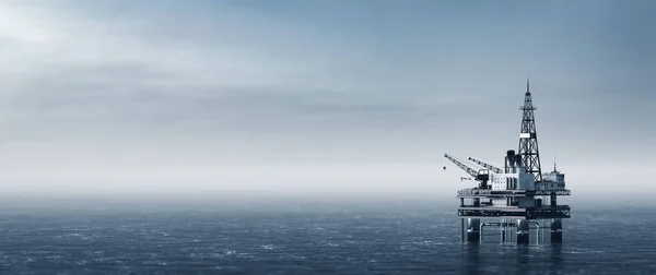 Impianto Perforazione Offshore Sul Mare Piattaforma Petrolifera Gas Petrolio Petrolio — Foto Stock