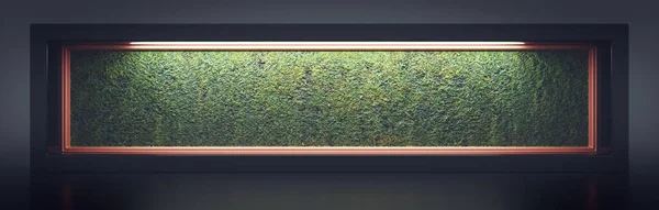 有绿草的墙架 横幅背景 3D插图 — 图库照片