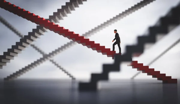 Businessman Going Upstairs His Selected Way Concept Business Decision Making — Stock Photo, Image