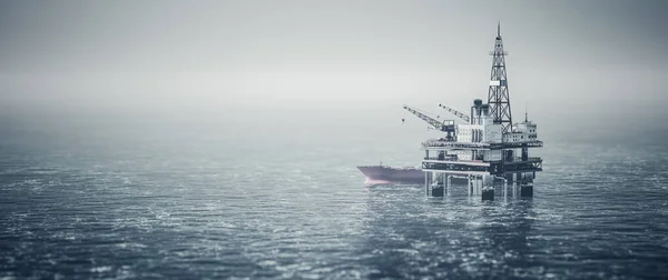Morska Platforma Wiertnicza Morzu Platforma Wiertnicza Dla Gazu Ropy Naftowej — Zdjęcie stockowe
