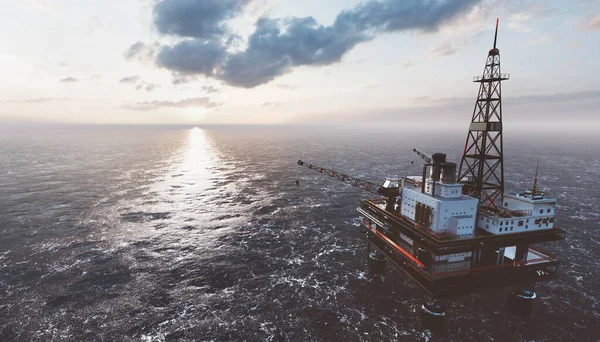 Морская Буровая Установка Море Нефтяная Платформа Газа Нефти Нефти Промышленное — стоковое фото