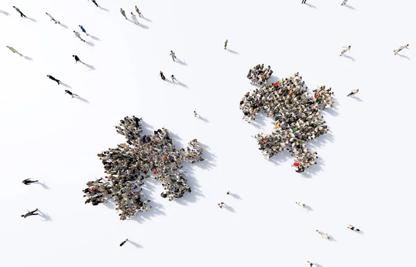 Two Groups People Shaped Puzzle Pieces Joining Together Conceptual Illustration — Stock Photo, Image