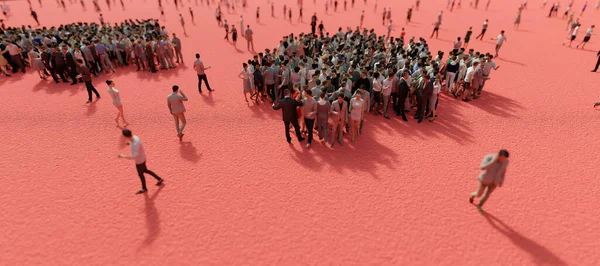 一群不同的人在走路和说话 3D幻象 — 图库照片