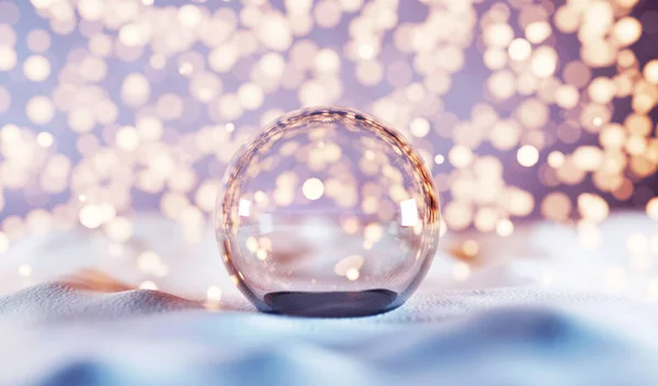 Christmas Glass Ball Snow Glitter Lights Background Illustration — Stock Photo, Image
