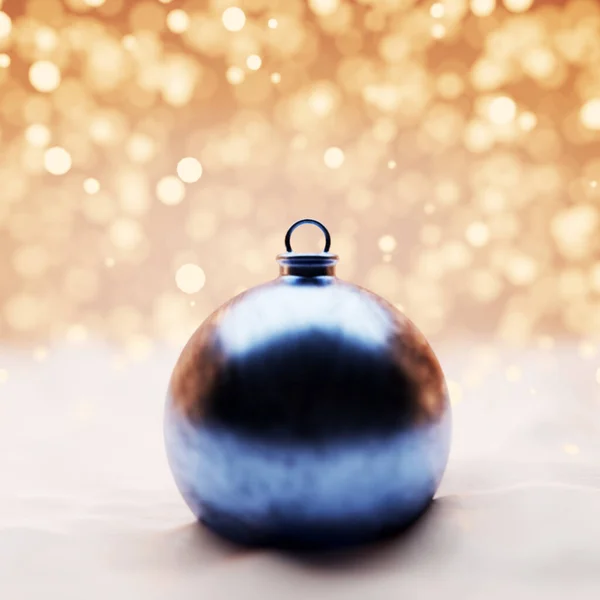 Blue Christmas Ball Snow Glitter Lights Background Illustration — Stock Photo, Image