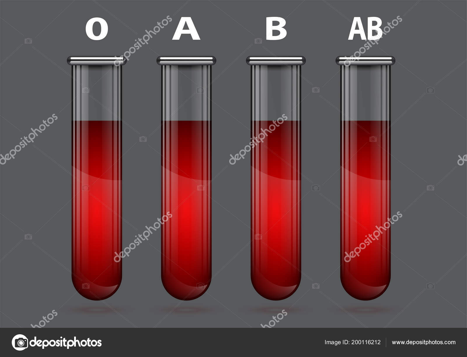 Different blood types in test tube illustration Stock Vector Image by