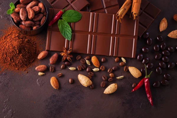 Шоколад Какао Тёмном Фоне Сладкая Еда — стоковое фото