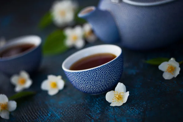 Vista Cerca Del Jazmín Con Flores Frescas — Foto de Stock