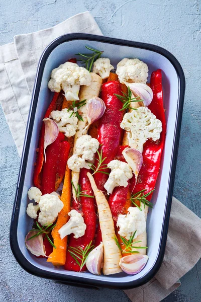 Légumes Frais Prêts Être Rôtis Vue Sur Dessus — Photo