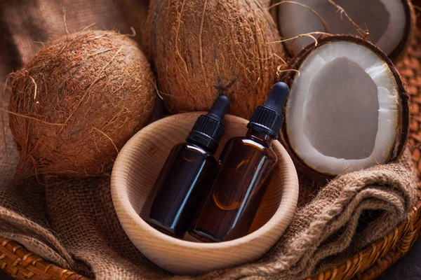 Olej Kokosowy Kokosów Zabiegi Kosmetyczne — Zdjęcie stockowe