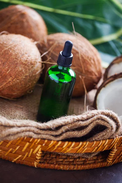 coconut oil with coconuts - beauty treatment