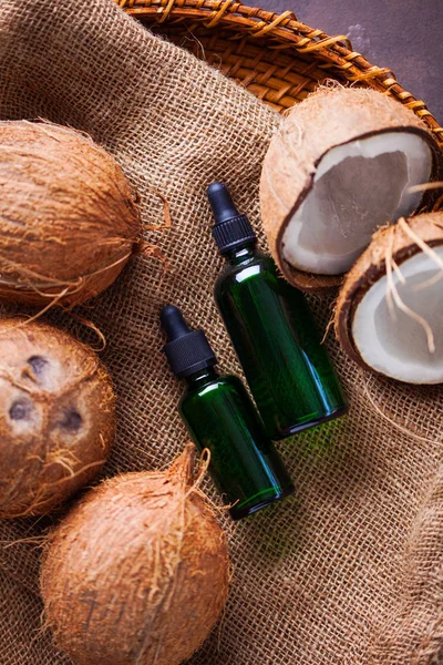 Olio Cocco Con Noci Cocco Trattamento Bellezza — Foto Stock