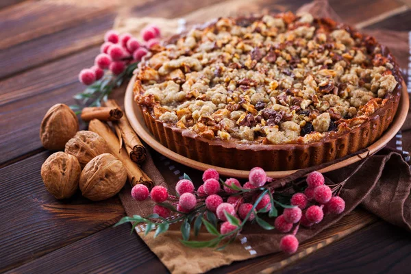 Gingerbread Tart Apples Nuts Christmas Time — Stock Photo, Image