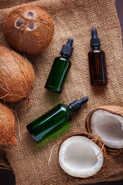 Aceite Coco Con Coco Tratamiento Belleza —  Fotos de Stock