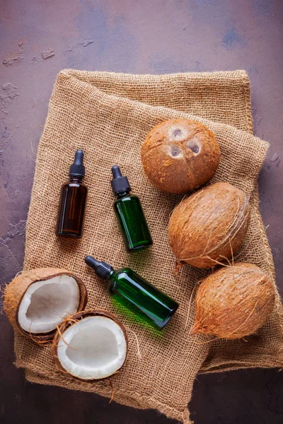 Olio Cocco Con Noci Cocco Trattamento Bellezza — Foto Stock