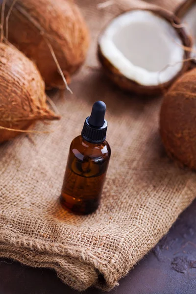 Olio Cocco Con Noci Cocco Trattamento Bellezza — Foto Stock