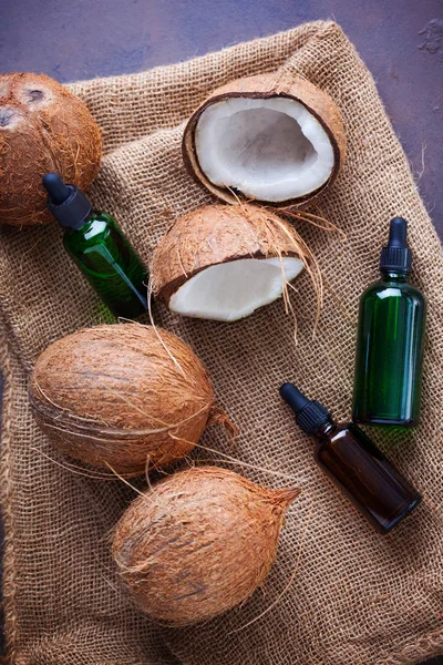 coconut oil with coconuts - beauty treatment