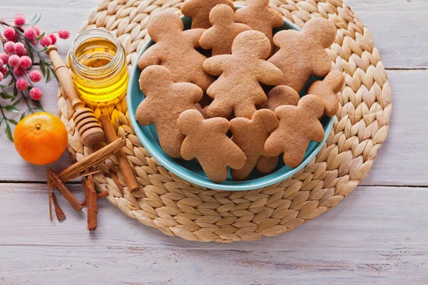 Bol Plein Biscuits Maison Pain Épice Période Noël — Photo