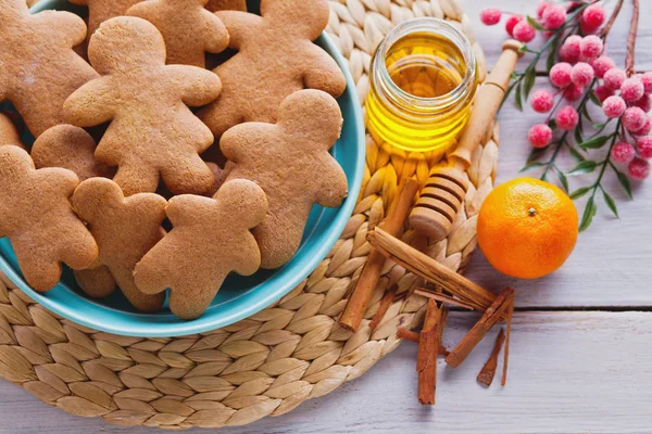 Tazón Lleno Galletas Caseras Jengibre Navidad — Foto de Stock