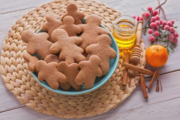 Tazón Lleno Galletas Caseras Jengibre Navidad — Foto de Stock