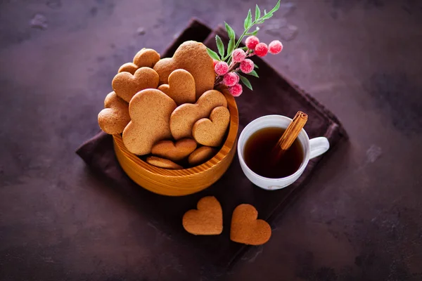 Tigela Cheia Biscoitos Caseiros Gengibre Tempo Natal — Fotografia de Stock