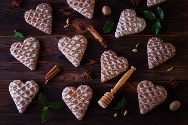 Gingerbread Hearts Spices Christmas Time — Stock Photo, Image