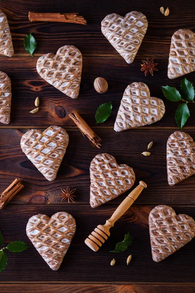 Gingerbread Hearts Spices Christmas Time — Stock Photo, Image