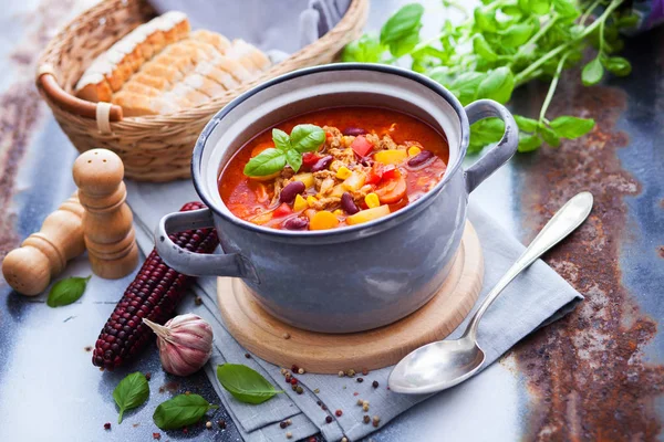 Mexican soup like chili con carne — Stock Image Mexican soup like chili con carne Stock Image