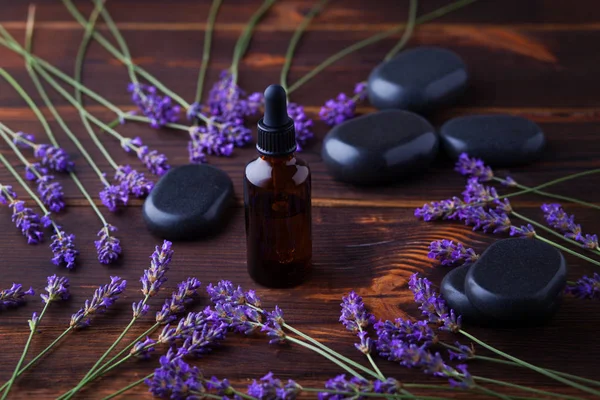 Aceite de hierbas y flores de lavanda — Foto de Stock