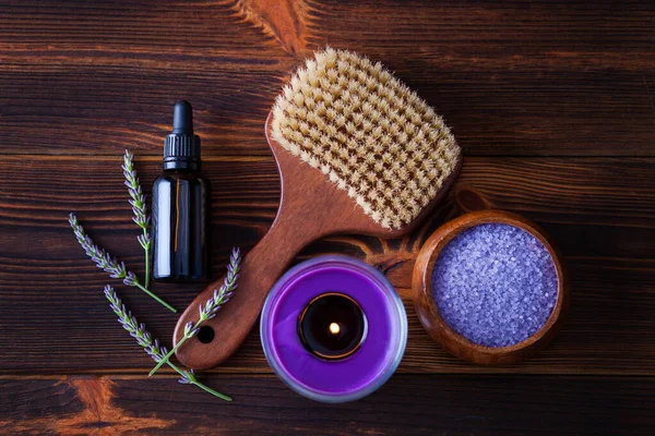 Garrafa Óleo Essencial Lavanda Com Flores Frescas Lavanda Tratamento Beleza Fotos De Bancos De Imagens