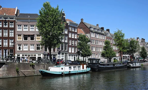 Nizozemsko Amsterdam Července 2018 Amsterdamských Vodních Kanálů Architektura — Stock fotografie