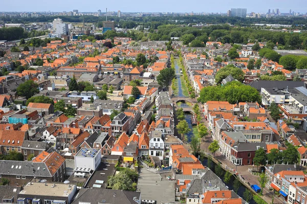 Holandsko Delft Července 2018 Pohled Město Vrchu — Stock fotografie
