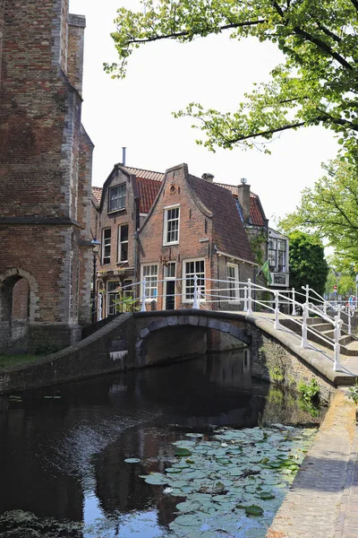 Нидерланды Делфт Июля 2018 Года Дельфтские Каналы Архитектура — стоковое фото
