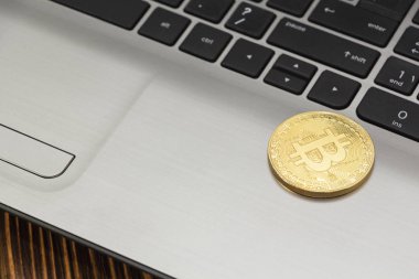 Sanal para birimi. Bitcoin altın sikke. Cryptocurrency kavramı