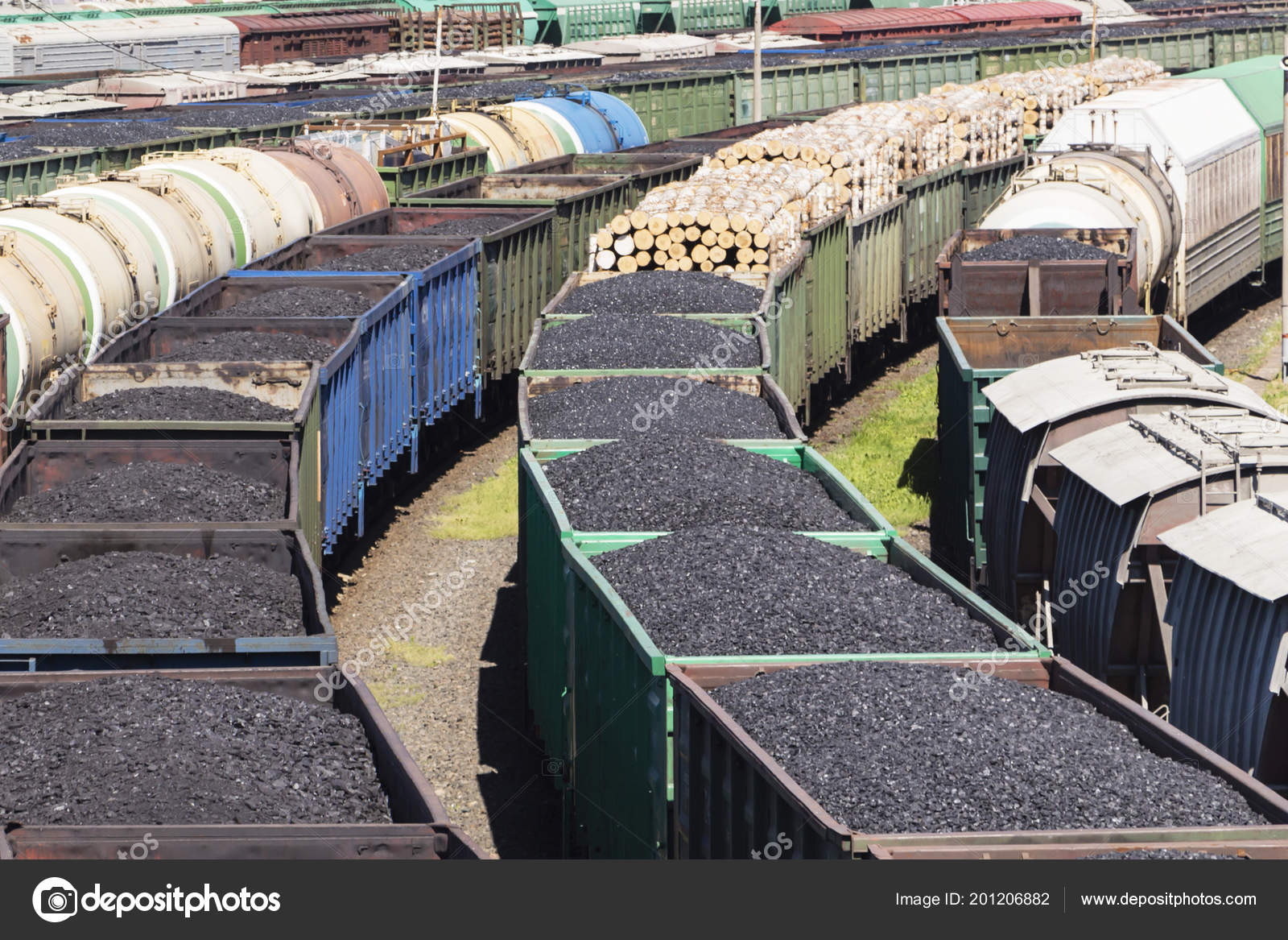 Rail Cars Loaded Coal Train Transports Coal — Stock Photo © mihail39