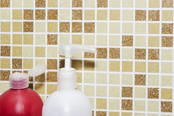 Group Shampoo Bottles Bathroom — Stock Photo, Image