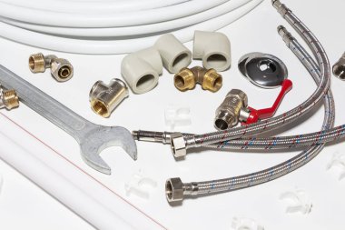 beyaz kopya alanı ile tarih ve sıhhi tesisat araçları.