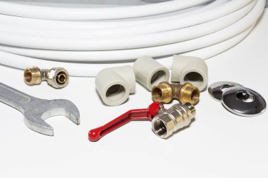 beyaz kopya alanı ile tarih ve sıhhi tesisat araçları.