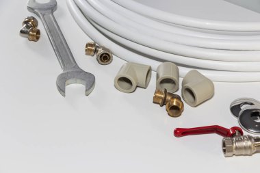 beyaz kopya alanı ile tarih ve sıhhi tesisat araçları