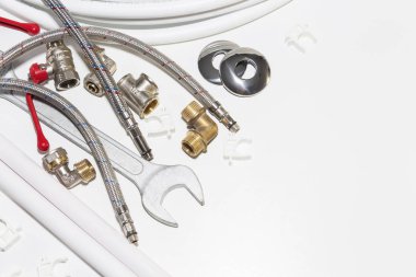 beyaz kopya alanı ile tarih ve sıhhi tesisat araçları