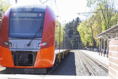 Modern yüksek hızlı tren platform boyunca durdu.