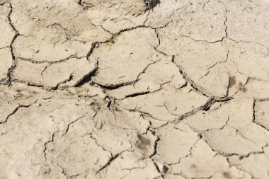 Kavrulmuş topraküzerinde yoğun ısı çatlaklar bir sürü.