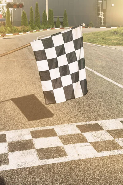 The finish line and checkered flag racing. finish the race