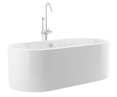 modern küvet beyaz arka plan üzerinde izole. 3D çizim