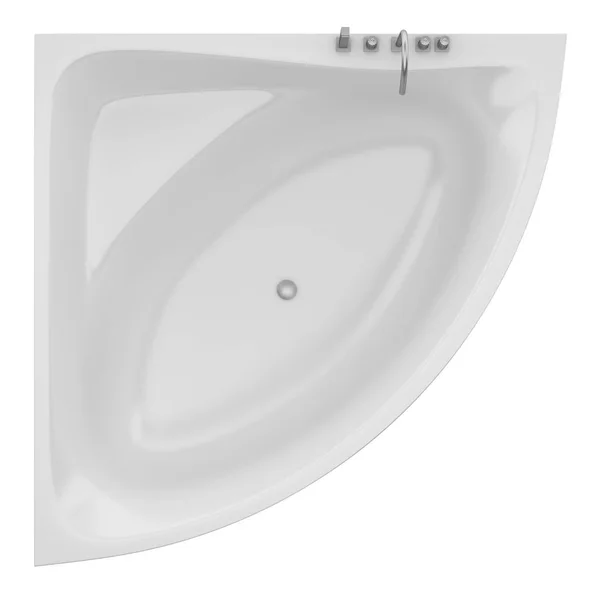 现代角落浴缸的顶部视图被隔离在白色背景 — 图库照片