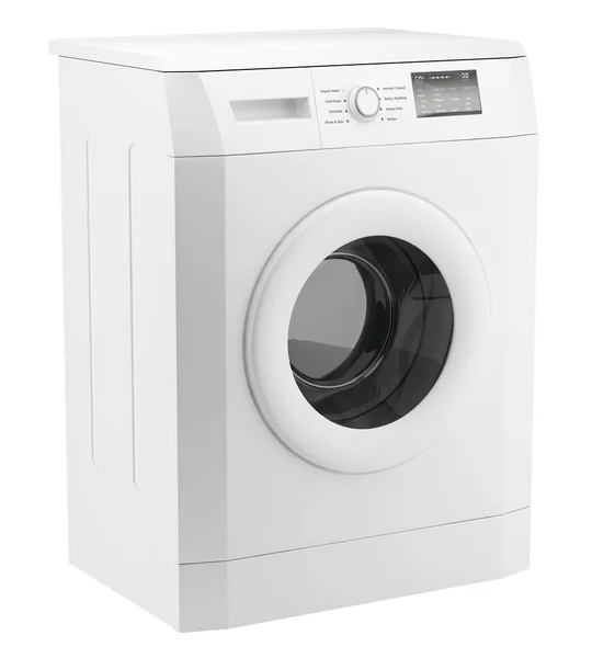 现代洗衣机被隔离在白色背景上 — 图库照片